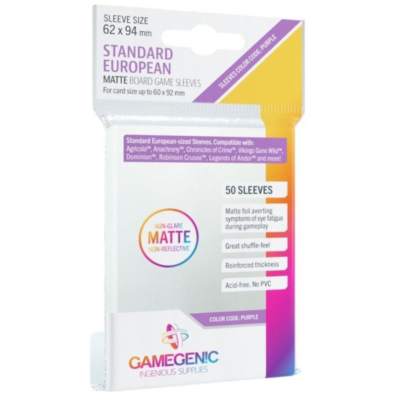 Gamegenic Matte Board Game Sleeves – Standard European Sized (62mm x 94mm) (50 Sleeves Per Pack)