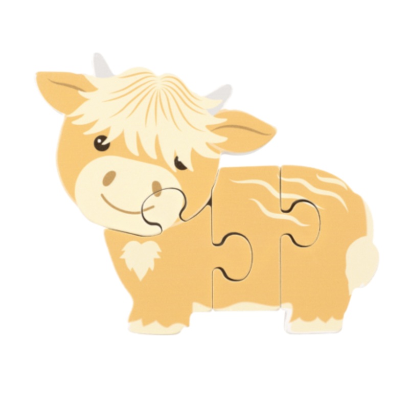 Wooden Highland Cow Mini Puzzle by Orange Tree Toys