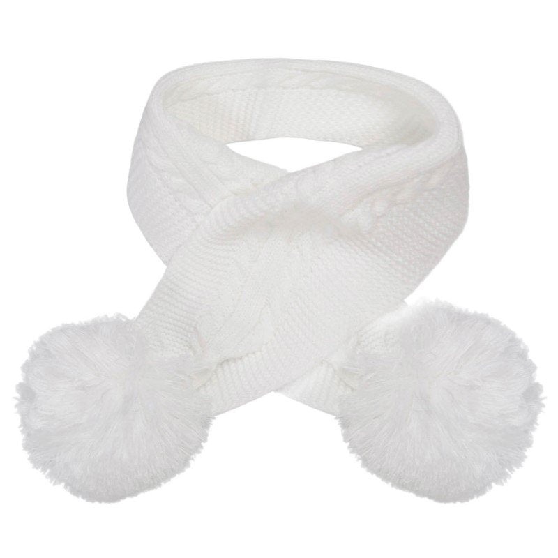 White Cable Knit Children’s Pom Pom Scarf