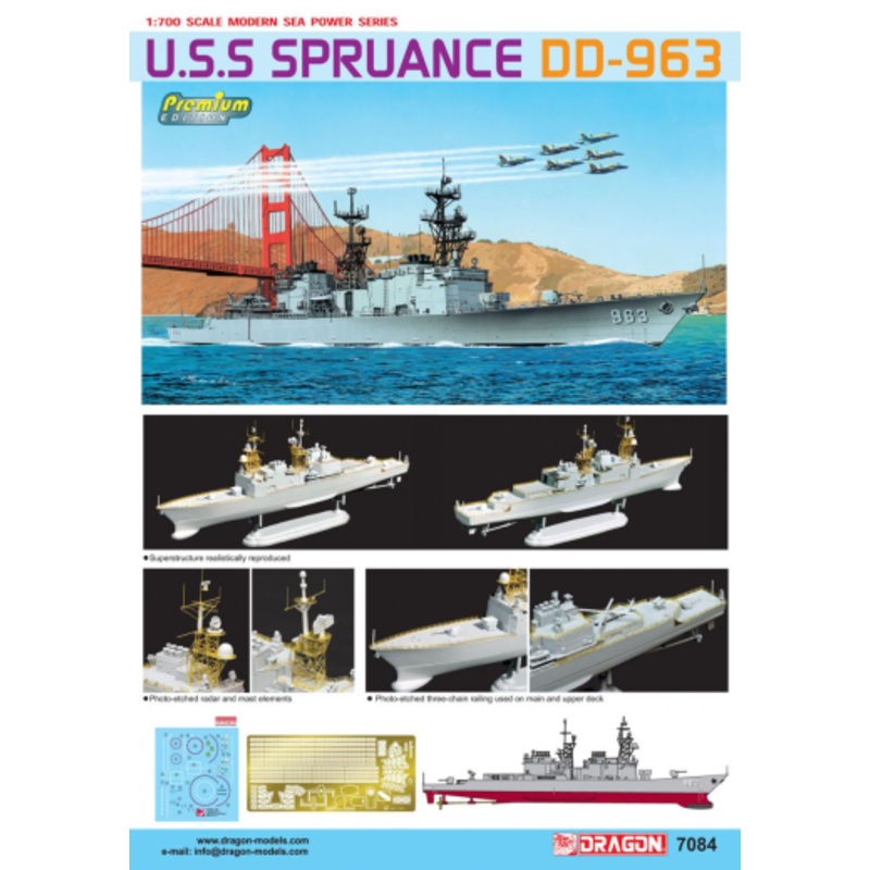 Dragon 1/700 USS Spruance Premium Plastic Model Kit DR7084