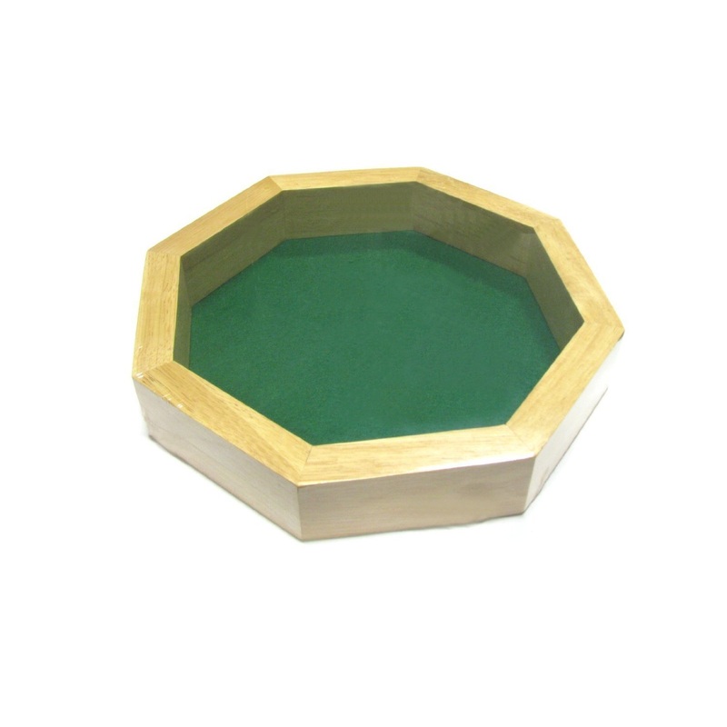 10-inch wood Dice Tray – octagon shape – by Koplow Games