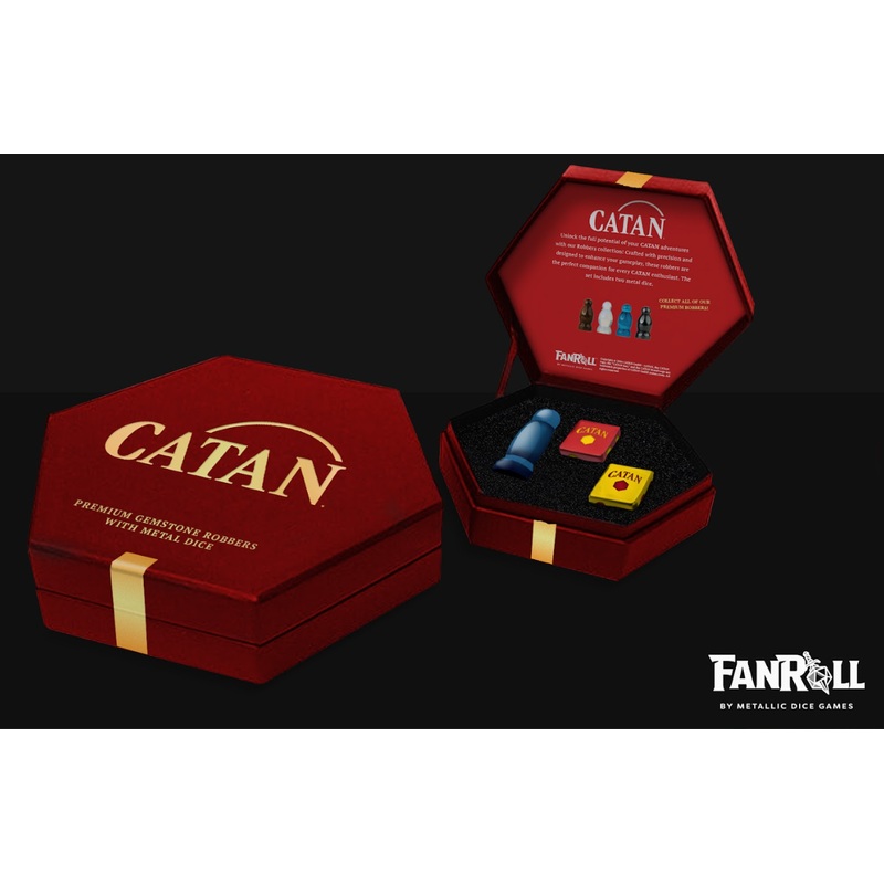 Catan: Cat’s Eye Aquamarine Premium Gemstone Robbers with Metal Dice