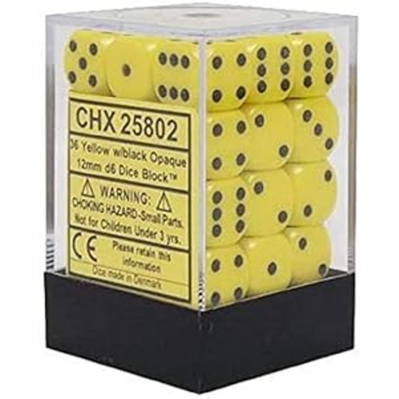 Chessex – Yellow/Black 16mm d6 (12 dice)