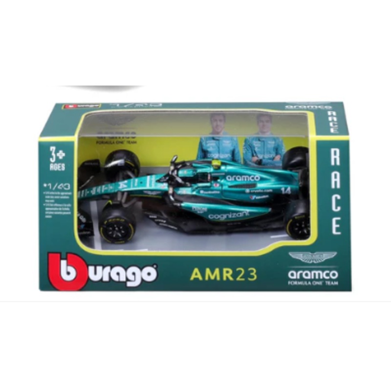 13 BURAGO 60039B NO14 ARAMCO AMR23 FERNANDO ALONSO F1 CAR 1/43RD SCALE