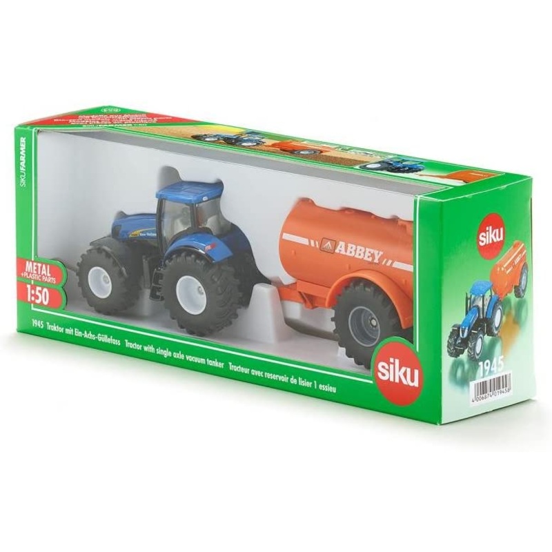 SIKU 1945 NEW HOLLAND TRACTOR WITH SINGLE AXLE VACUUM TANKER 1:50 SCALE