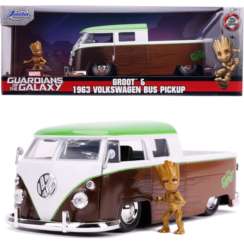 JADA MARVEL GUARDIANS OF THE GALAXY 5013 GROOT & 1963 VOLKSWAGON BUS PICKUP  1:24 SCALE