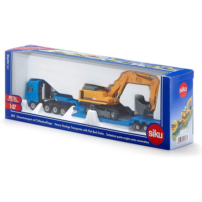 SIKU 1847 HEAVY HAULAGE TRANSPORTER WITH FLAT-BED TRAILER 1:87 SCALE
