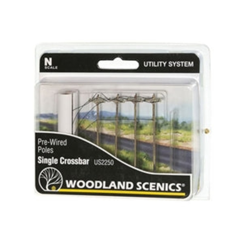 WOODLANDS SCENICS US2250 PRE WIRED POLES SINGLE CROSSBAR