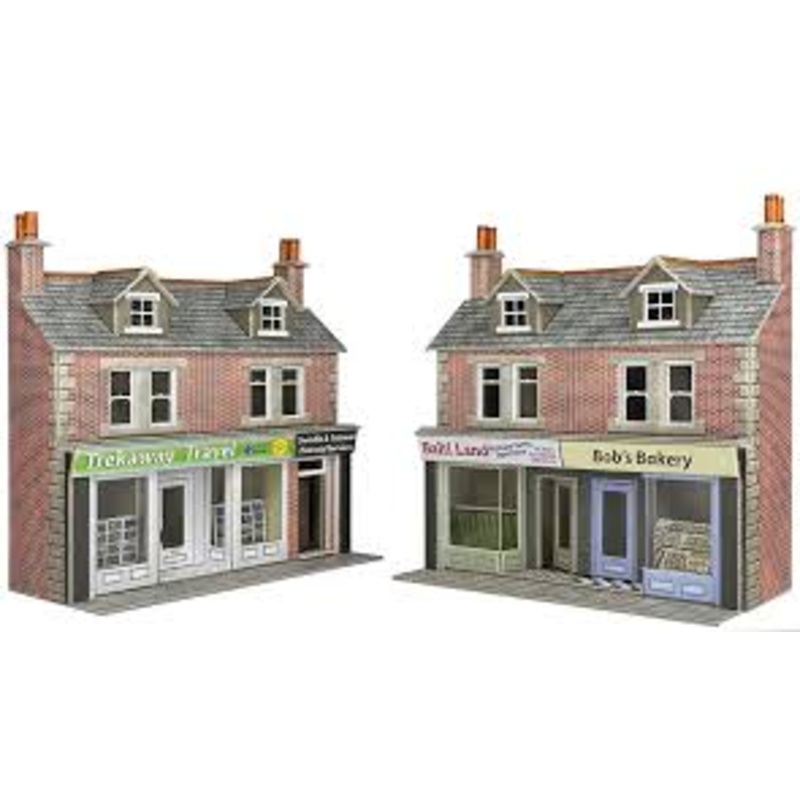 METCALFE PO306 00/H0 SCALE  RED BRICK LOW RELIEF TERRACED SHOP FRONTS