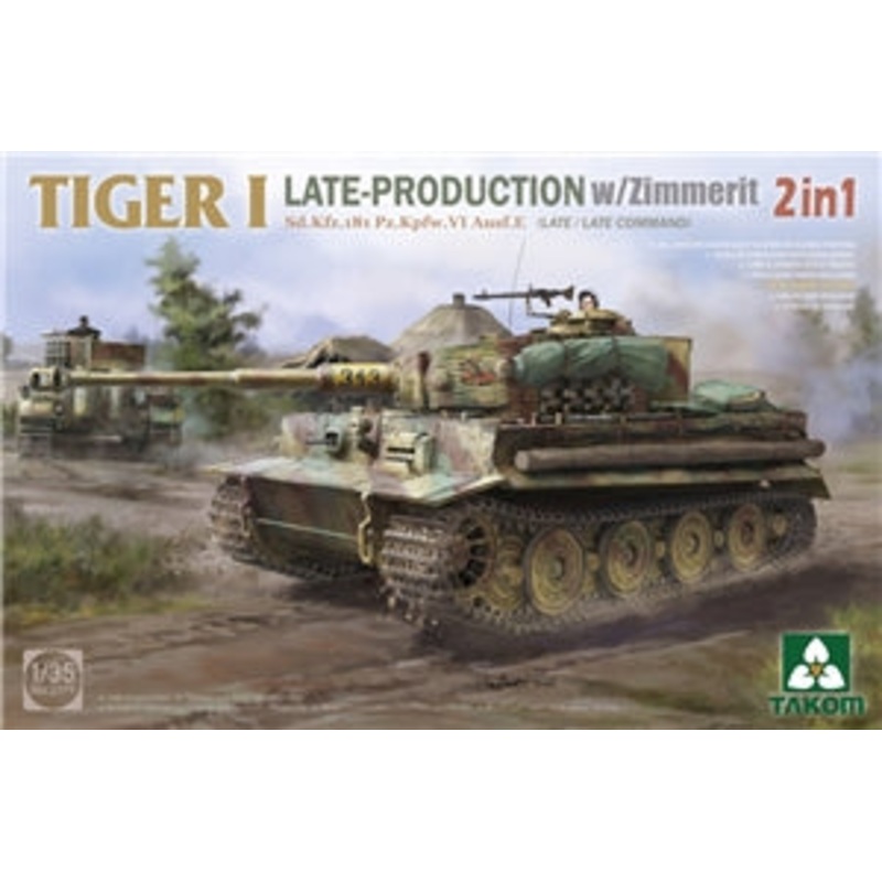 TAKOM 2199 German WWII Tiger I Late/Late Command w/ Zimmerit 2 in 1 1/35 SCALE