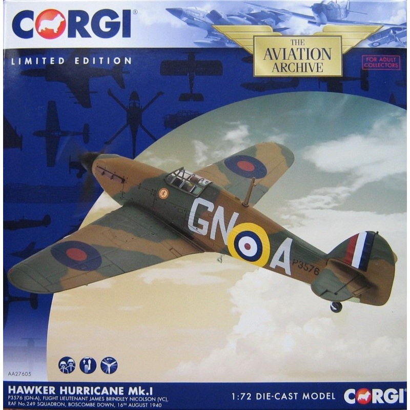 CORGI DIECAST AA27605 HAWKER HURRICANE MK.I 1/72 SCALE