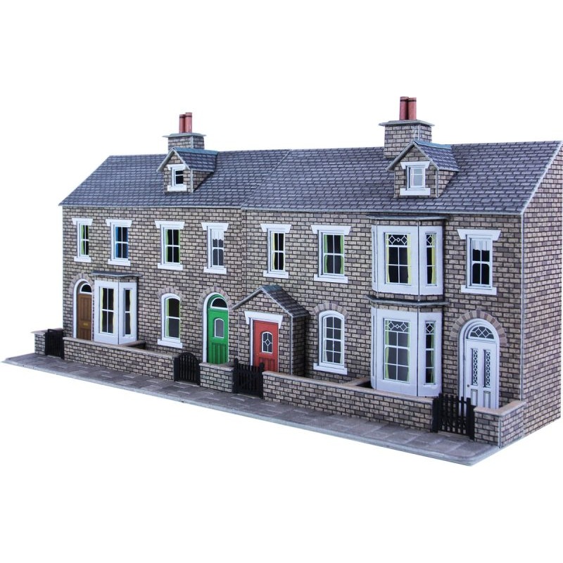 METCALFE PO275 00/H0 SCALE LOW RELIEF STONE TERRACED HOUSE FRONTS