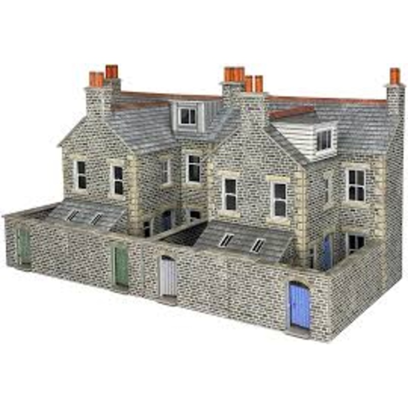METCALFE PO305 00/H0 SCALE LOW RELIEF STONE TERRACED HOUSE BACKS