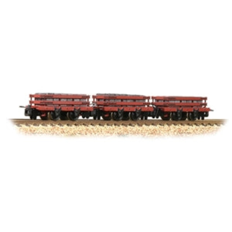 BACHMANN 393-076  SET OF 4 WHEEL SLATE WAGONS RED WITH LOAD OO9 SCALE
