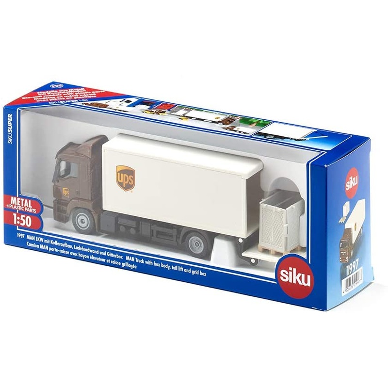 SIKU 1997 1:50 SCALE UPS MAN TRUCK WITH BOX BODY, TAIL LIFT AND GRID BOX