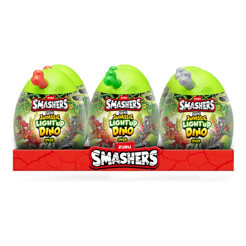 ZURU 74107 SMASHERS MINI JURASSIC LIGHT UP DINO EGG OVER 6 SURPRISES