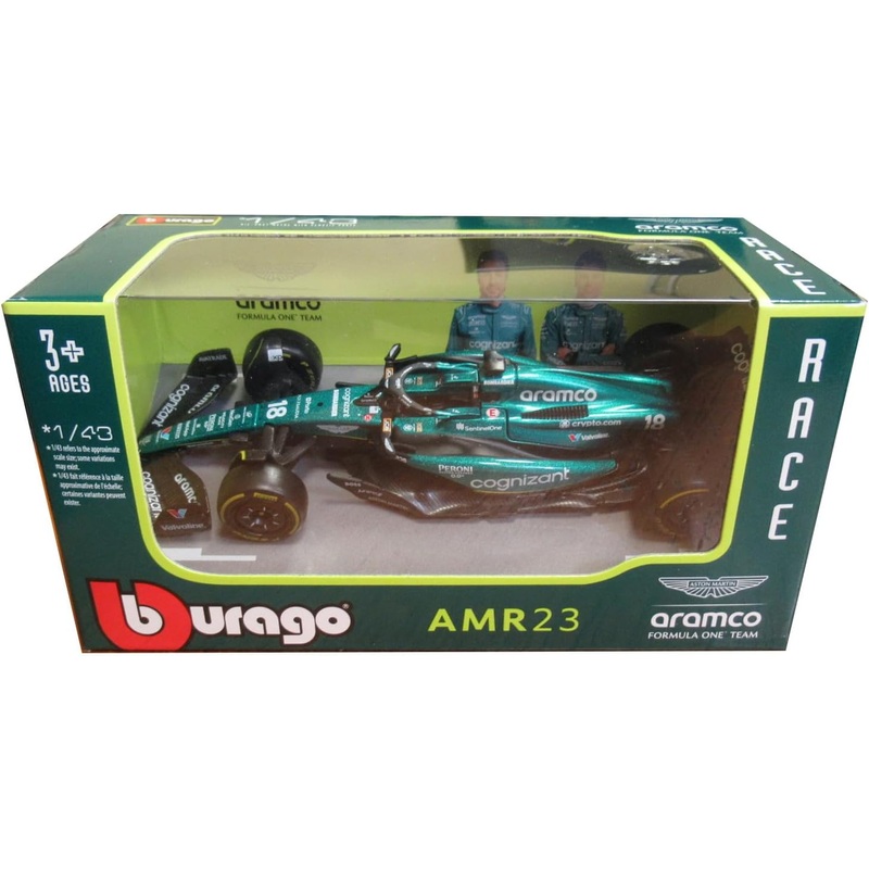 12 BURAGO 60039B NO18 ARAMCO AMR23 LANCE STROLL F1 CAR 1/43RD SCALE