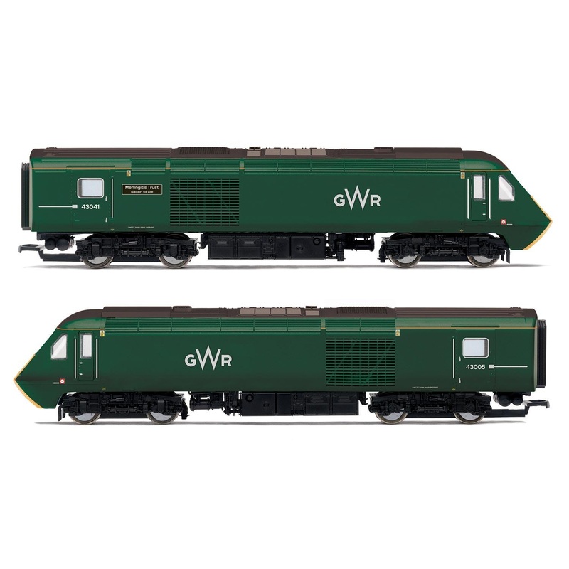 Hornby R3685 GWR  Class 43 HST  Power Cars 43041  Meningitis Trust Support for Life  and 43005 – Era 11