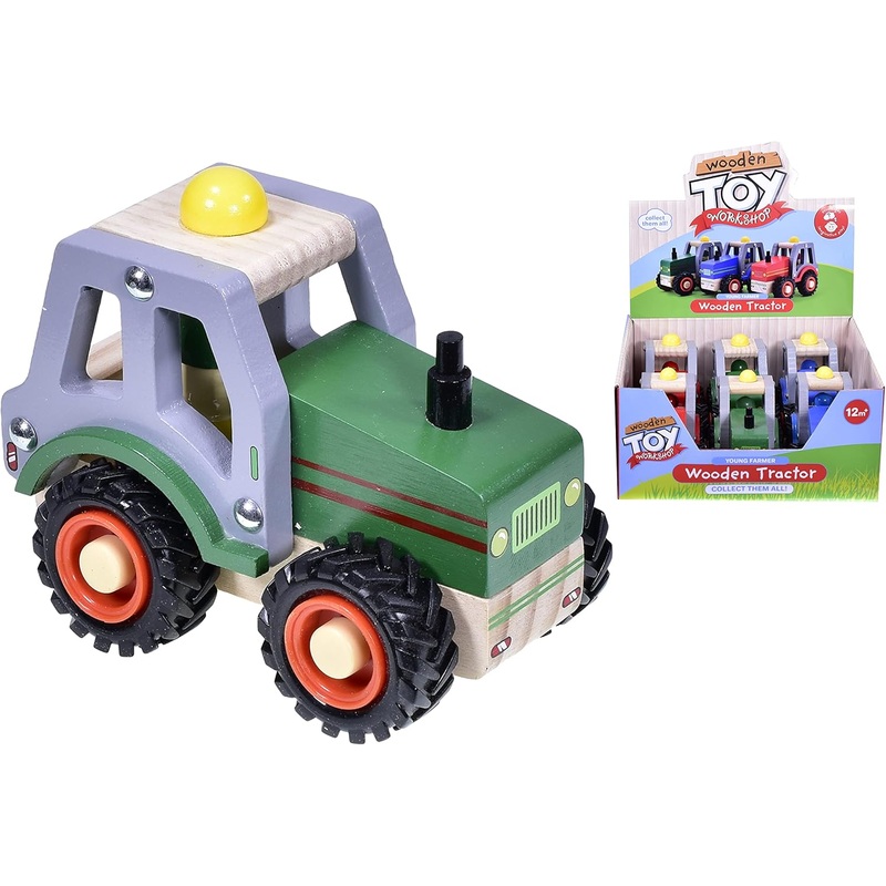 WOODEN TOY WORKSHOP TY6501 WOODEN PUSH ALONG TRACTOR (ASSORTMENT, ONE SUPPLIED AT RANDOM)