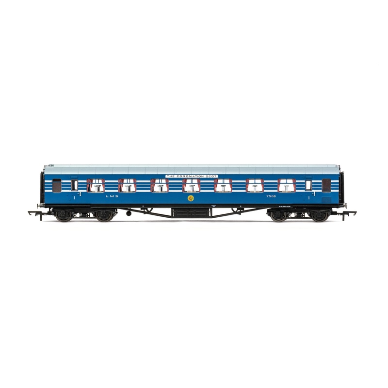 HORNBY R40055 LMS, Stanier D1902 Coronation Scot 65′ RFO, 7508- Era 3