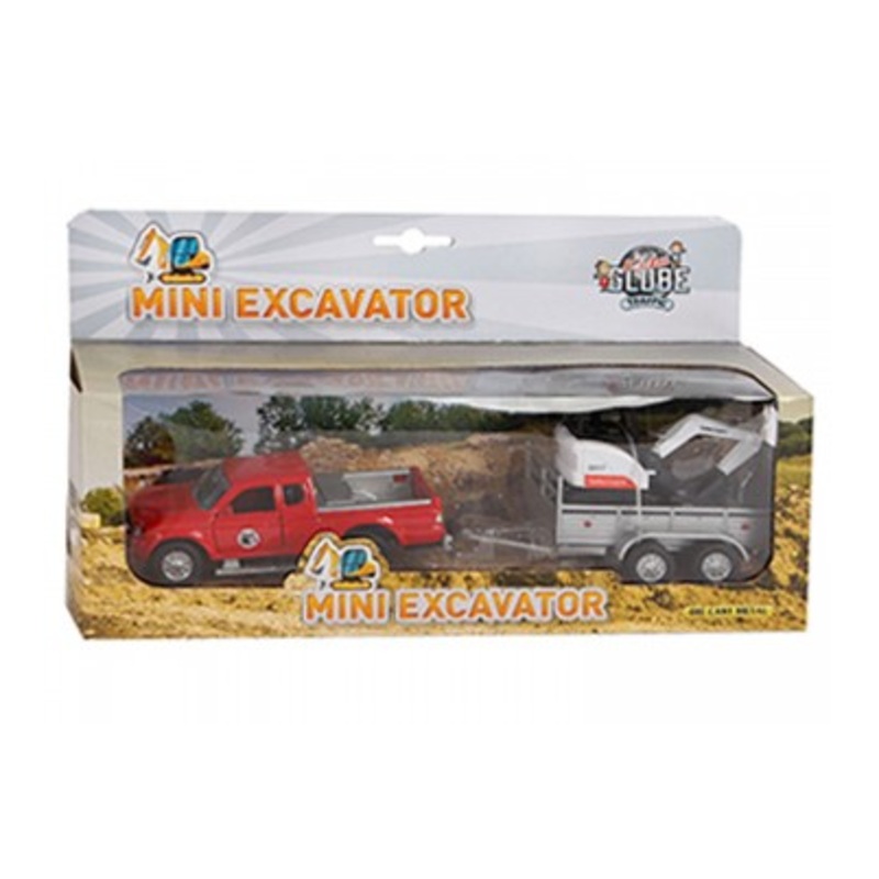 KIDS GLOBE 0090 DIE CAST PAJERO WITH TRAILER AND MINI EXCAVATOR