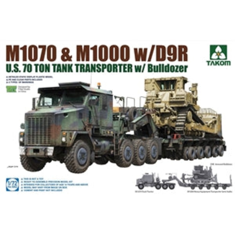 TAKOM 5002 U.S 70 TON TANK TRANSPORTER W/BULLDOZER 1/72 SCALE