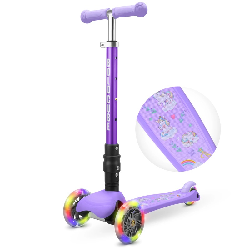 ** 30% OFF ** BOLDCUBE SKY017 3 WHEEL FOLDING SCOOTER UNICORN PURPLE LIGHT UP WHEELS