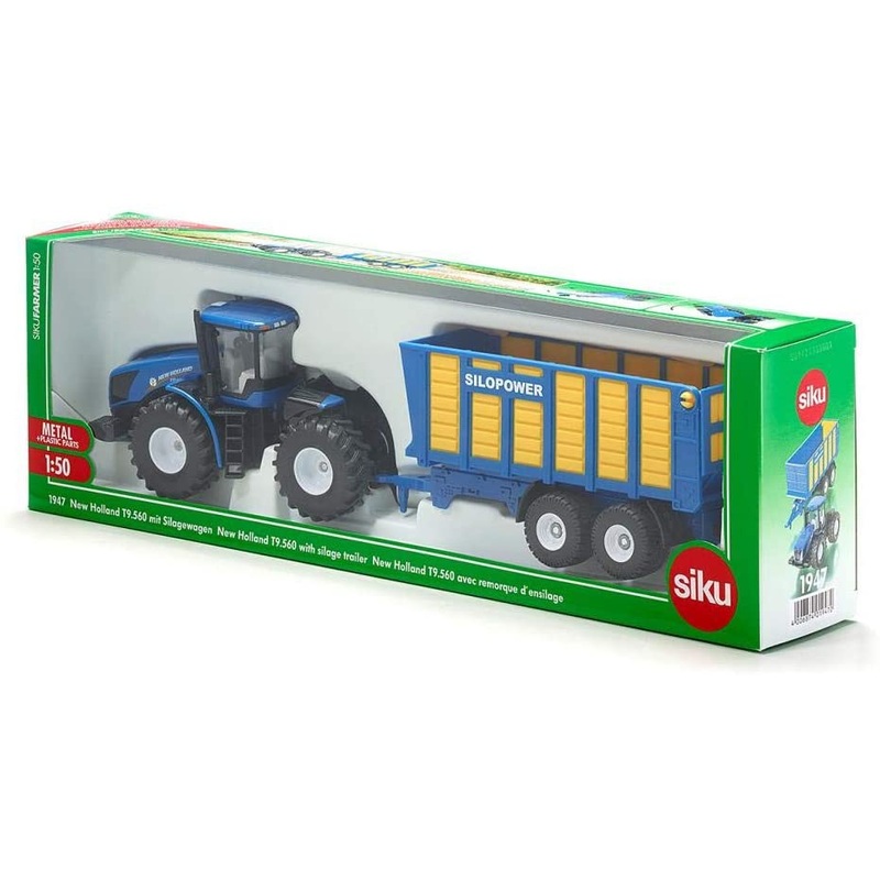 SIKU 1947 NEW HOLLAND TRACTOR WITH SILAGE TRAILER 1:50 SCALE