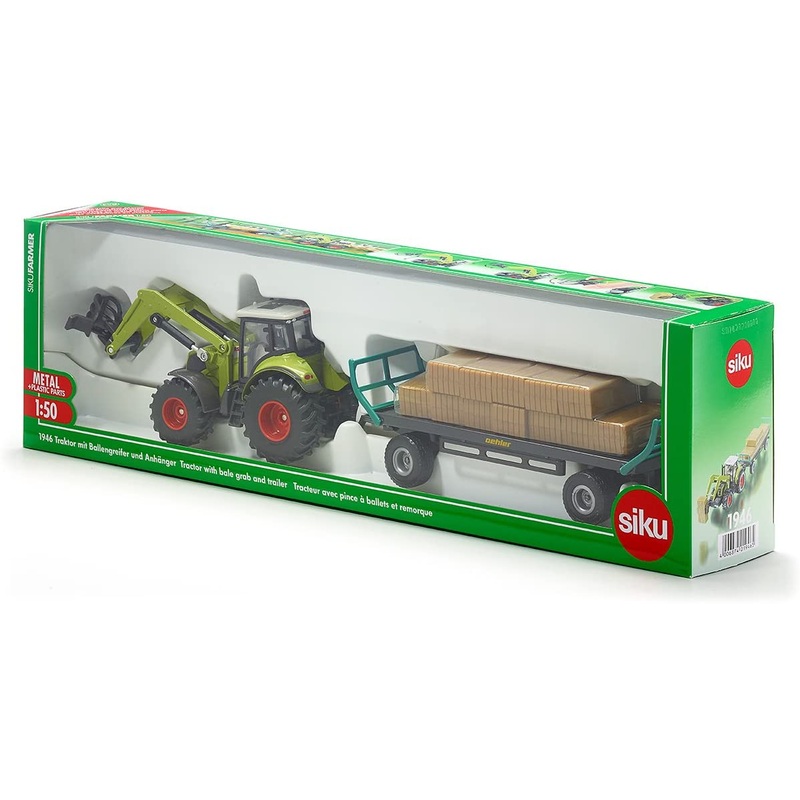 SIKU 1946 TRACTOR WITH BALE GRAB AND TRAILER 1:50 SCALE