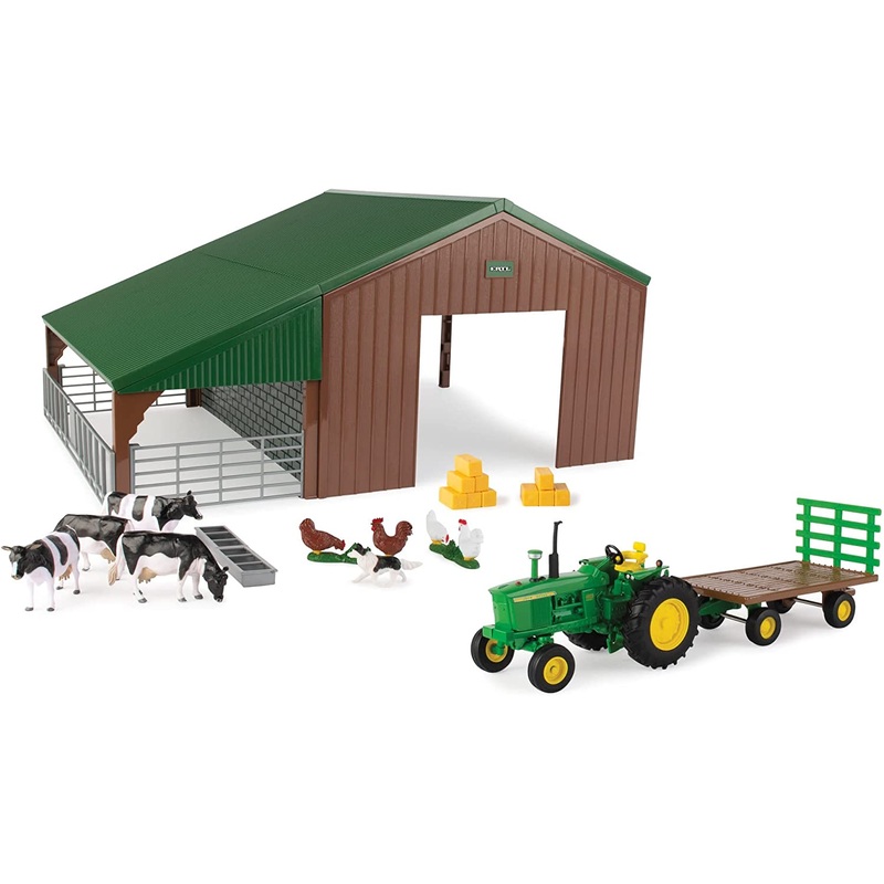 BRITAINS 47024 JOHN DEERE TRACTOR AND SHED PLAYSET 1:32 SCALE
