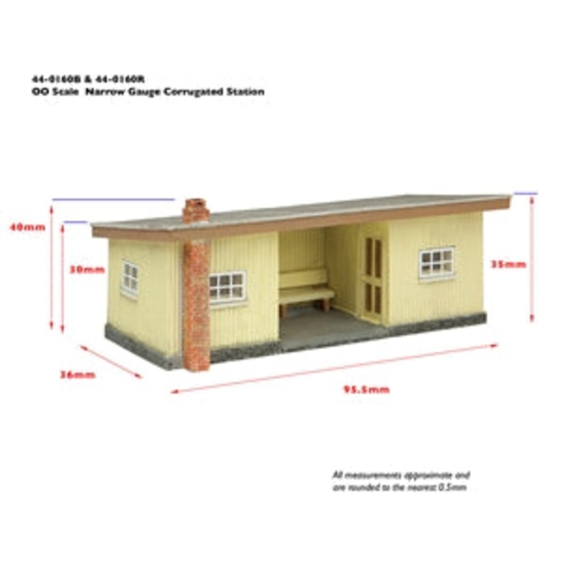 SCENECRAFT 44-0160R NARROW GAUGE CORRUGATED STATION RED AND CREAM   OO-9