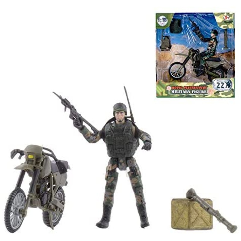 WORLD PEACEKEEPERS 72420 MILITARY FIGURE WITH MOTORBIKE