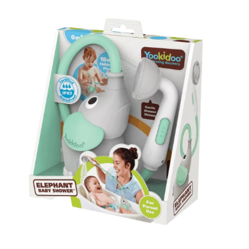 YOOKIDOO 40207 ELEPHANT BABY SHOWER GREY TURQUOISE