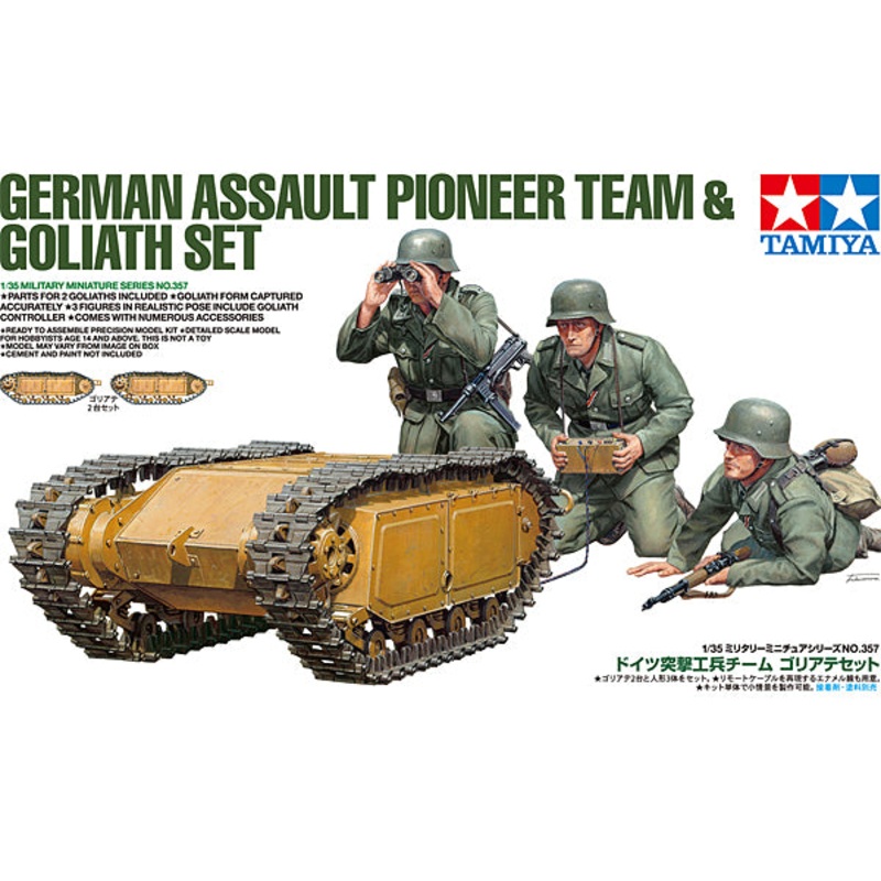 TAMIYA 35357 GERMAN ASSAULT PIONEER TEAM AND GOLIATH SET  1/35 SCALE