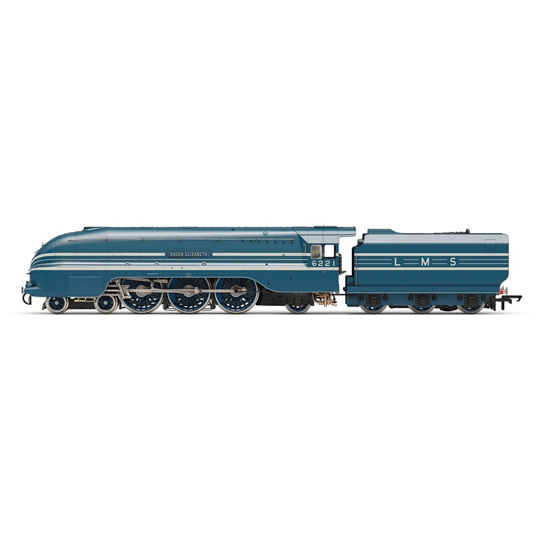 Hornby R3623 LMS Caledonian Blue, Princess Coronation Class, 4-6-2, 6221 ‘Queen Elizabeth’ – Era 3