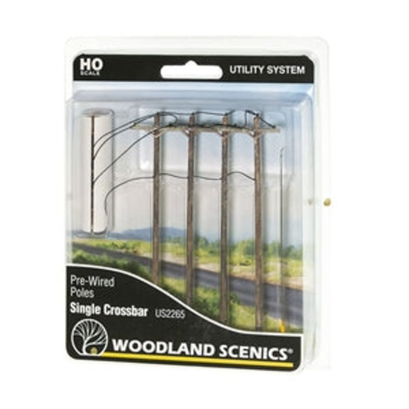 WOODLANDS SCENICS US2265 PRE WIRED POLES SINGLE CROSSBAR